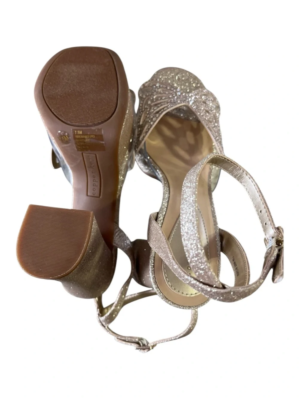 NWT Copper Key Marigold Champagne Gold Butterfly Platform Sandals 7.5M